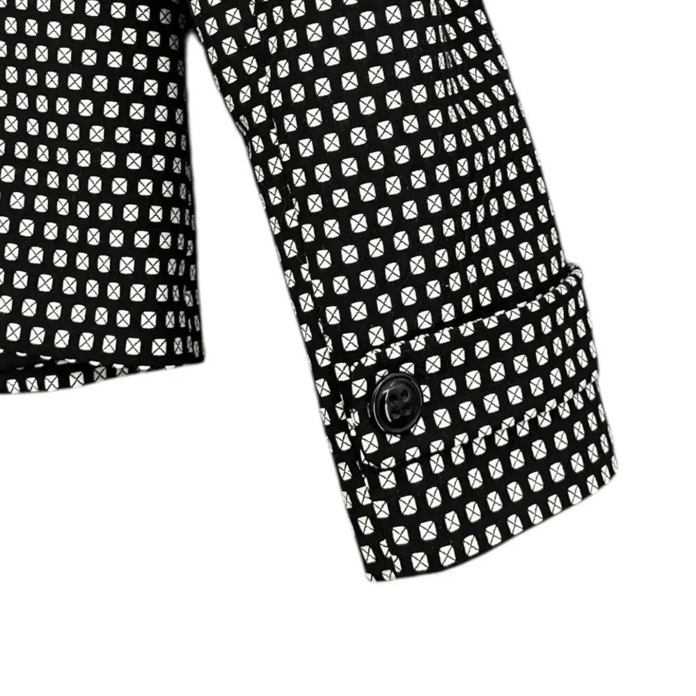 Stresa Black White Double Breasted‎ Notched Lapel Geometric Blazer Jacket Size 8